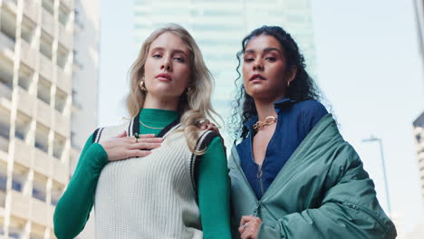 fashionable people in an urban setting