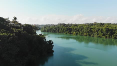 Traveling-through-mangroves-during-sunrise-near-Mombasa,-Kenya