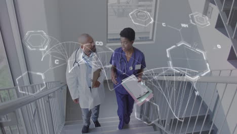 animation of dna strand and data processing over diverse doctors