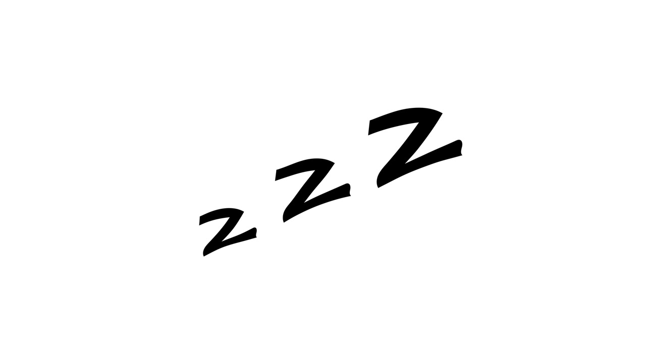 Lettere Zzz animate che simboleggiano il sonno su sfondo bianco