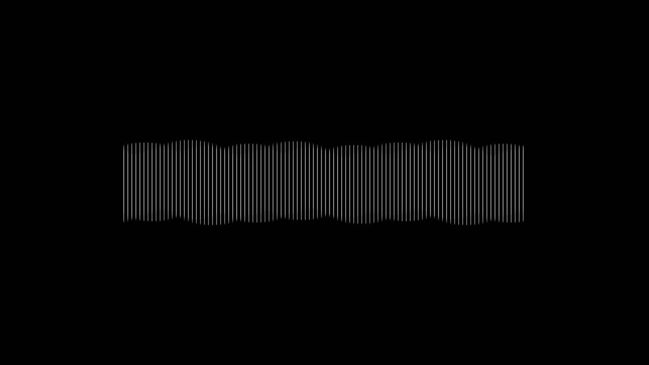 Amplified sound wave frequencies rapidly cross monitor visualising audio signal energy