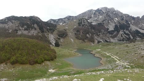 amazing landscape with lake and mountains at high altitude in durmitor national park, zabljak, montenegro