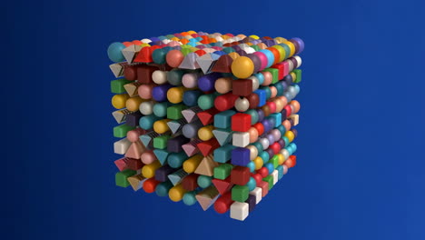 abstract 3d cube made of colorful geometric shapes