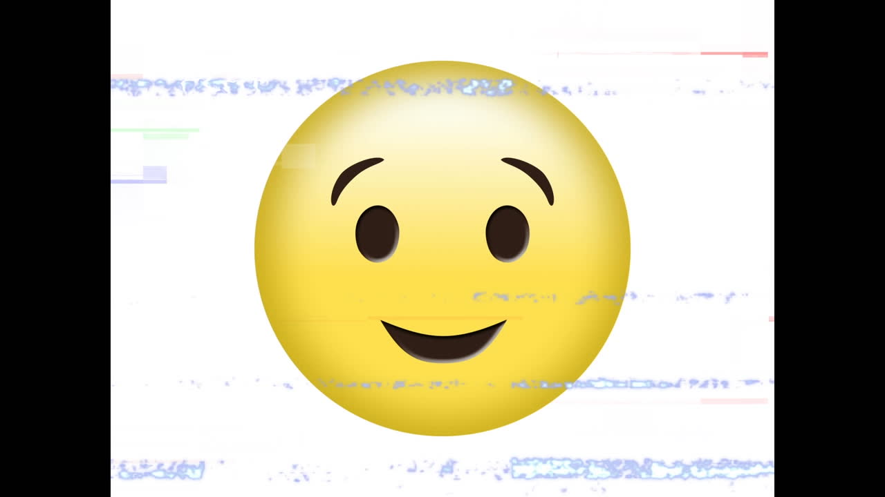 tv의 디지털 애니메이션 정적 효과가  ⁇  배경에 눈을  ⁇ 는 얼굴 이모지 위에