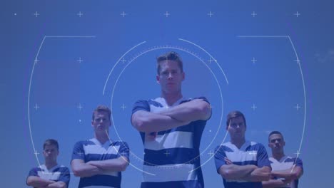 animación de la interfaz digital sobre el equipo de rugby