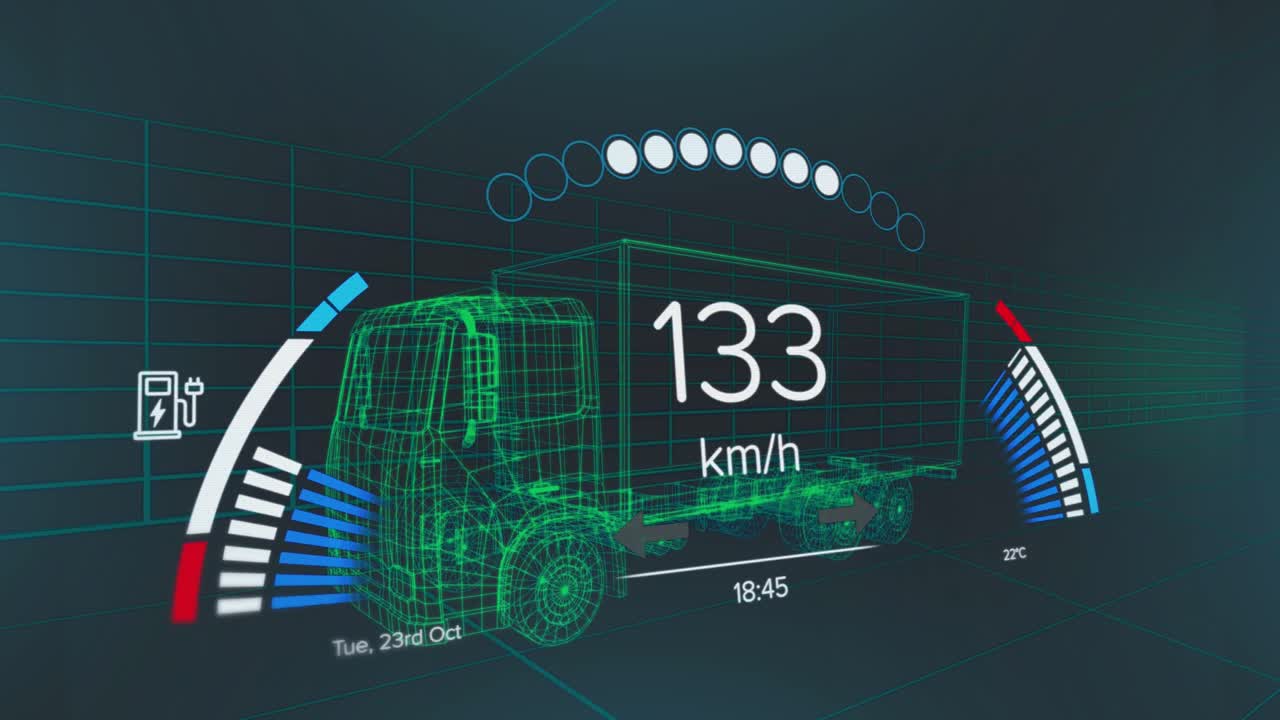 Premium stock video - Animation of speedometer, gps and charge status ...
