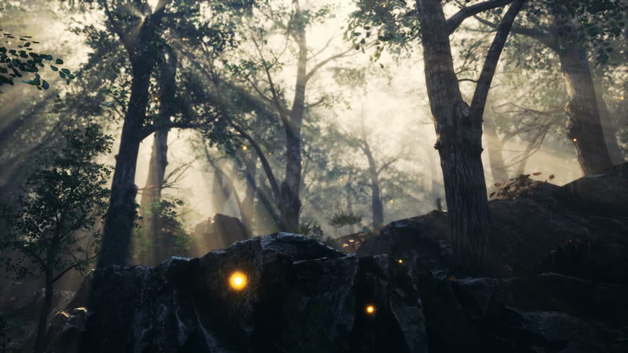 foreat at hight with bright moon light