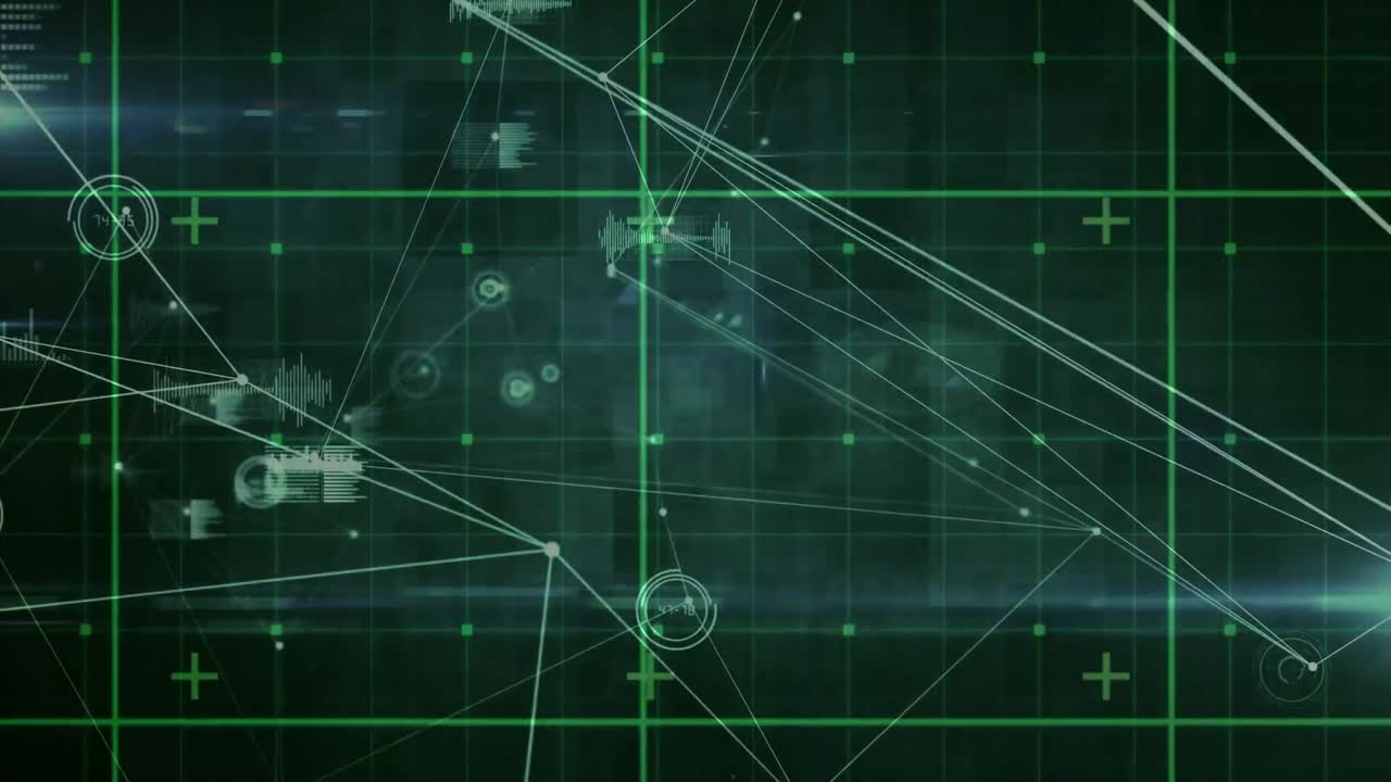 디지털 공간에서 연결 네트워크와 다양한 데이터의 애니메이션