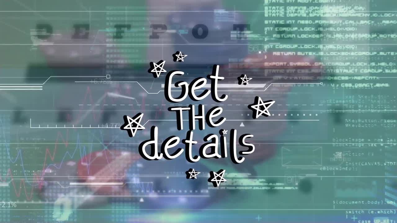 animación de obtener los detalles de texto y procesamiento de datos financieros.