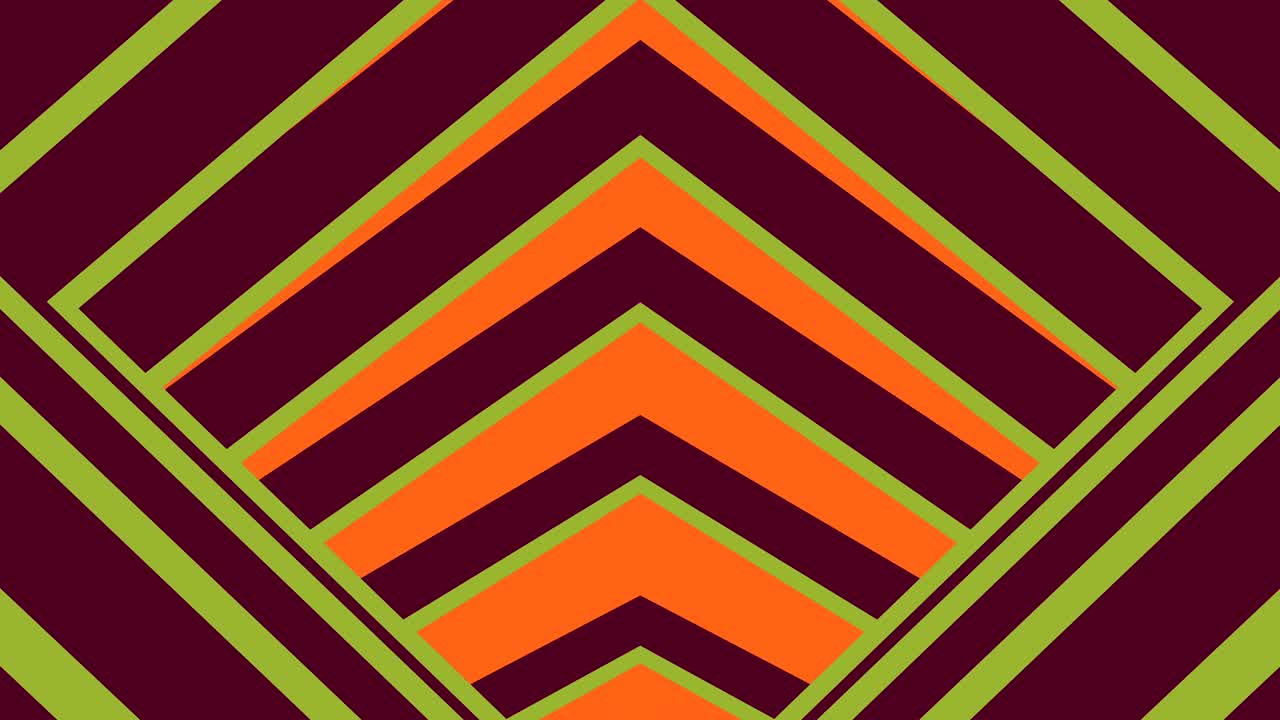 movimiento abstracto túnel plano sombreado, verde venenoso naranja, bucle sin costuras