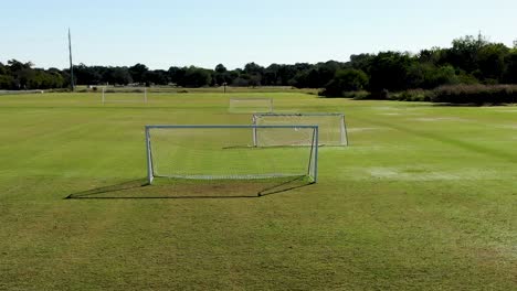 Reveal-aerial-view-of-a-empty-soccer-field