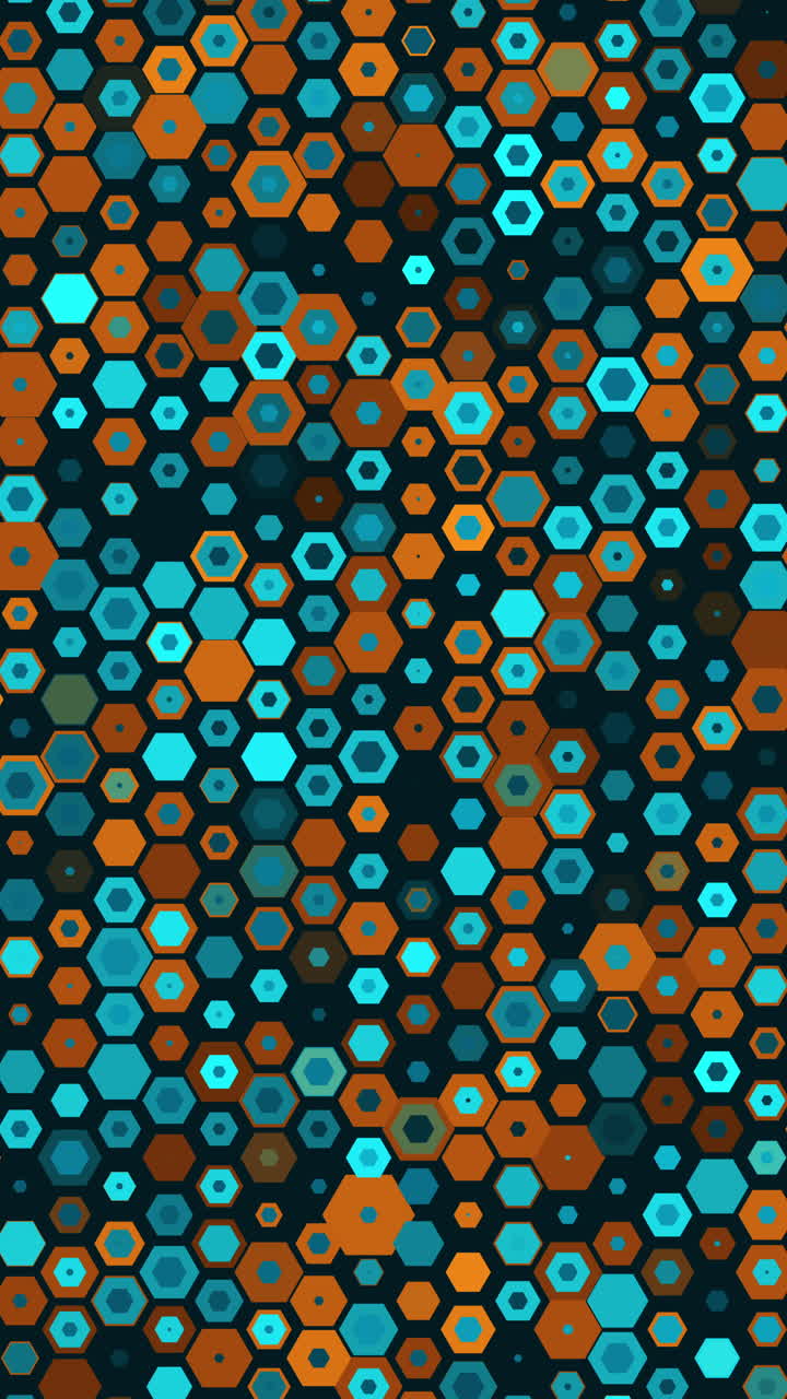 Hexagon seamless pattern. Honeycomb background. Geometric hive grid. Loop animation. Vertical video.