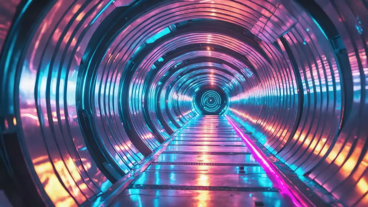 Futuristic Neon Lit Tunnel