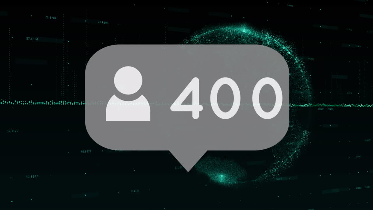 анимация цифр, меняющихся с людьми, значок по всему миру и обработка данных