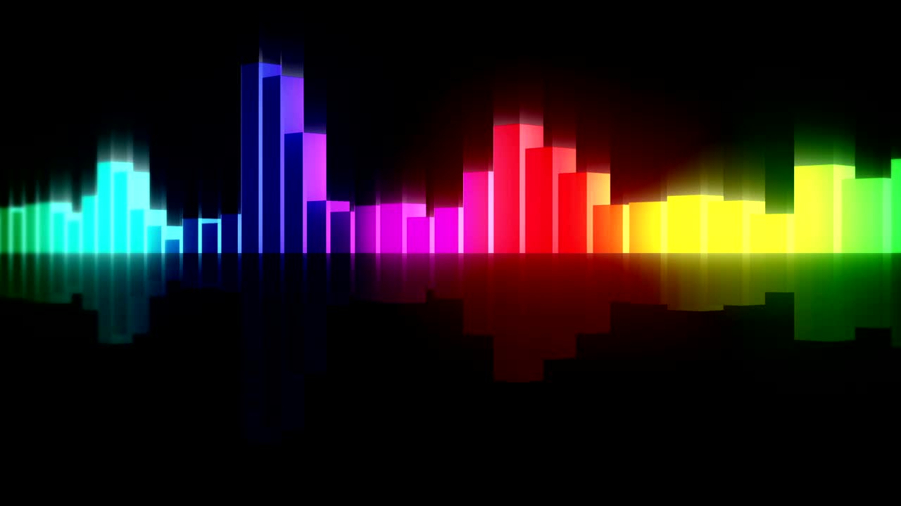 다채로운 오디오 파동 애니메이션, 이라이저의 사운드 파동, 스 뮤직 플레이어, 미래의 디지털 사운드 웨이브 컨셉, 루프 배경.