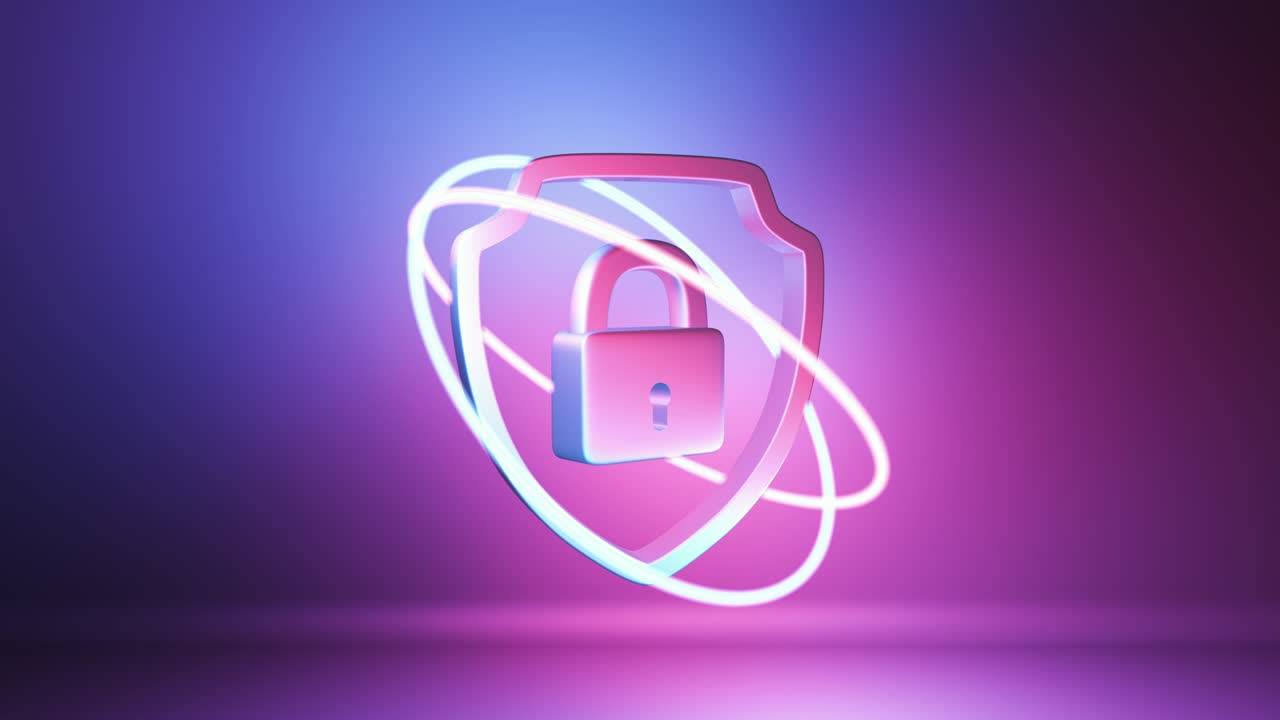 la cerradura y el escudo abstractos son escaneados por rayos láser.