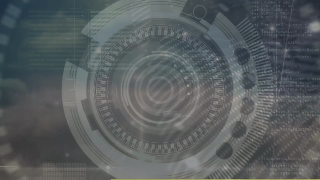 animación del cerebro digital a través de la red de conexiones y el cielo con nubes