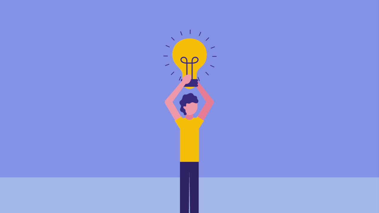 el hombre de negocios con la idea de la innovación de la bombilla