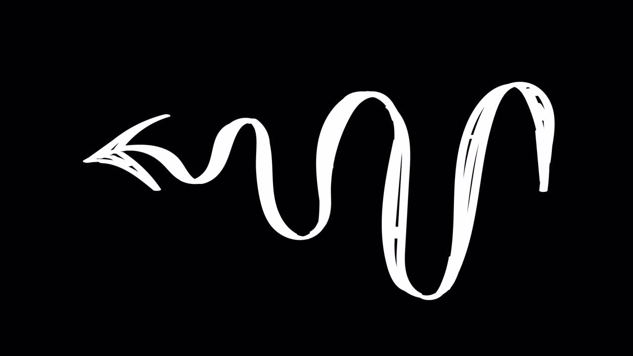 Hand Drawn Wavy Arrow Animating on Black Background