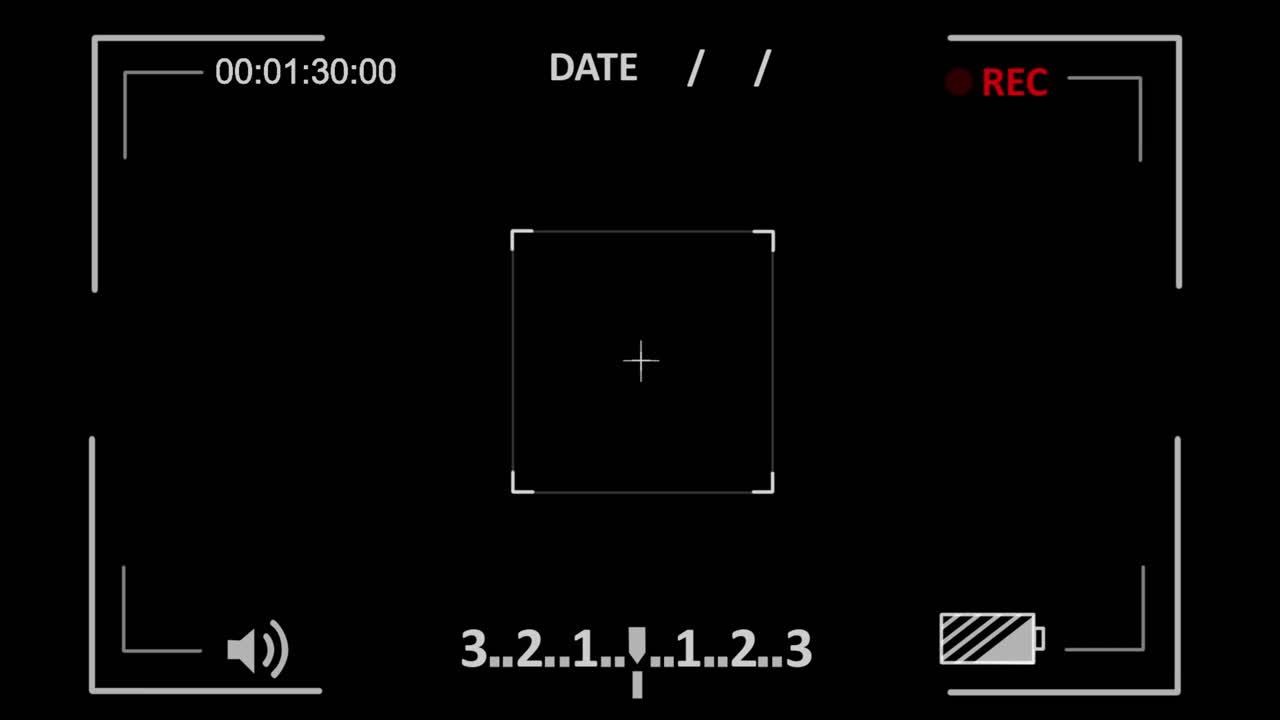Camera Recording Viewfinder Interface Overlay on Black Background