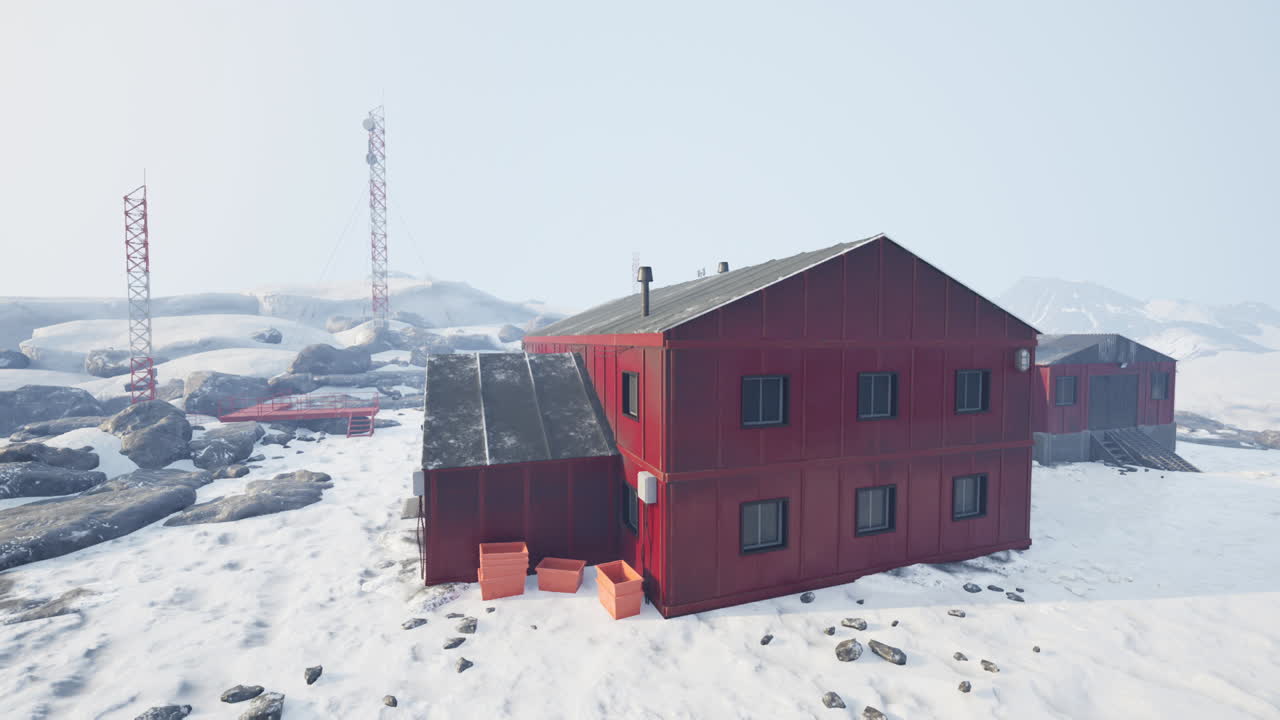 Old research station in antarctica where scientists study weather conditions