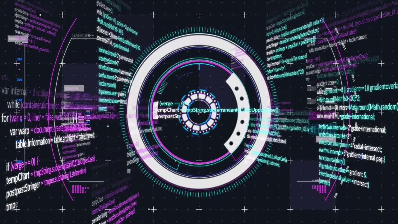 animazione dell'elaborazione dei dati e della scansione del campo su sfondo nero