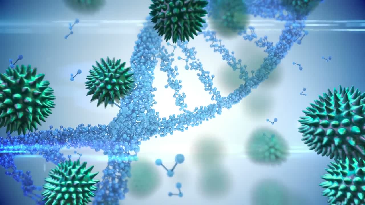 Coronavirus cells spreading and 3D DNA strand spinning