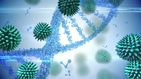 Coronavirus-cells-spreading-and-3D-DNA-strand-spinning