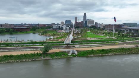 waterfront of omaha, nebraska on the missouri river