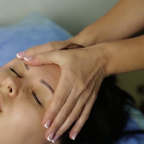 girl is lying with closed eyes