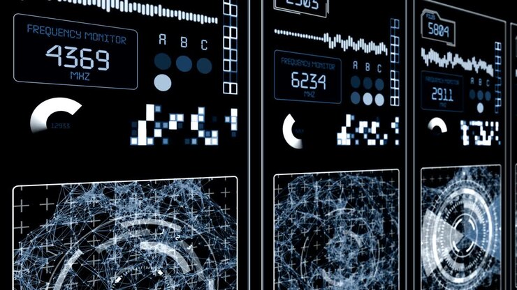 HUD Futuristic technological interface background - blue gamma