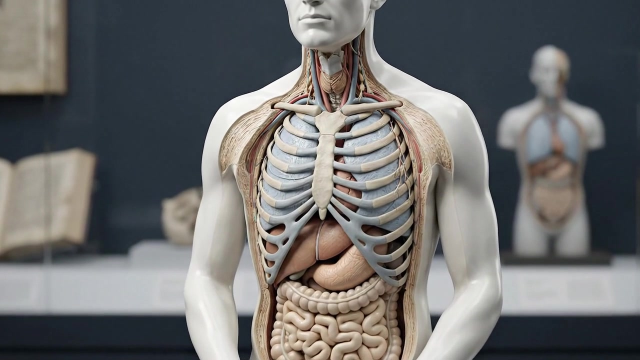 Anatomical Model of Human Torso in Museum Display