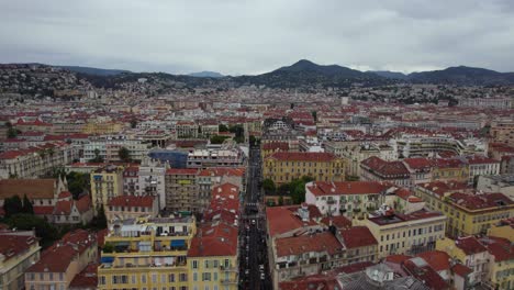 Hermosa-Ciudad-De-Niza---Ciudad-En-El-Sur-De-Francia-Riviera-Francesa,-Antena