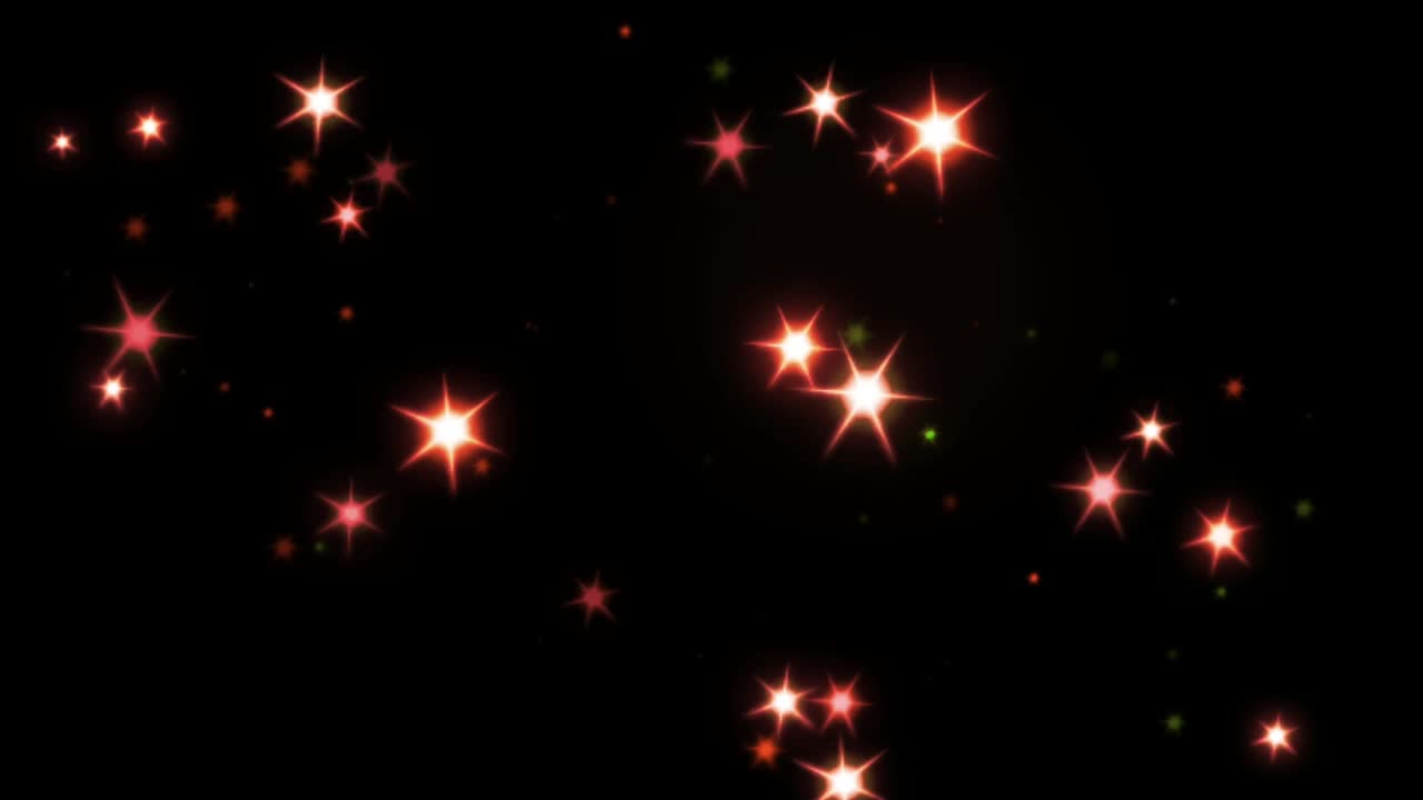 Animation red light sparkles on black background.