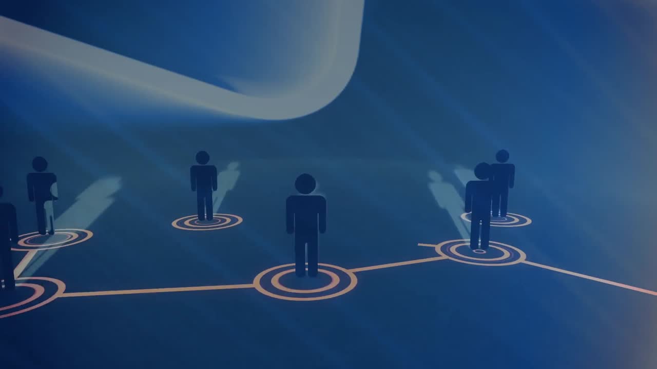 animación de redes de conexiones con iconos sobre fondo negro