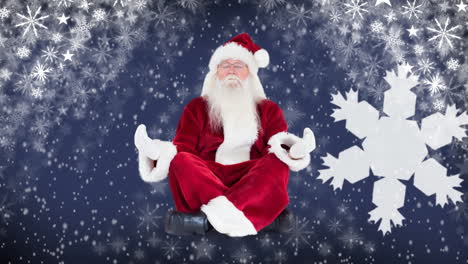 santa meditando con copos de nieve