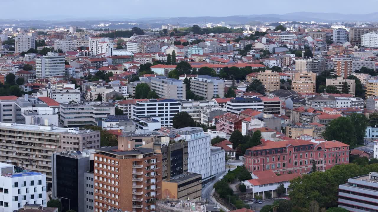 Aerial views of Porto city center buildings