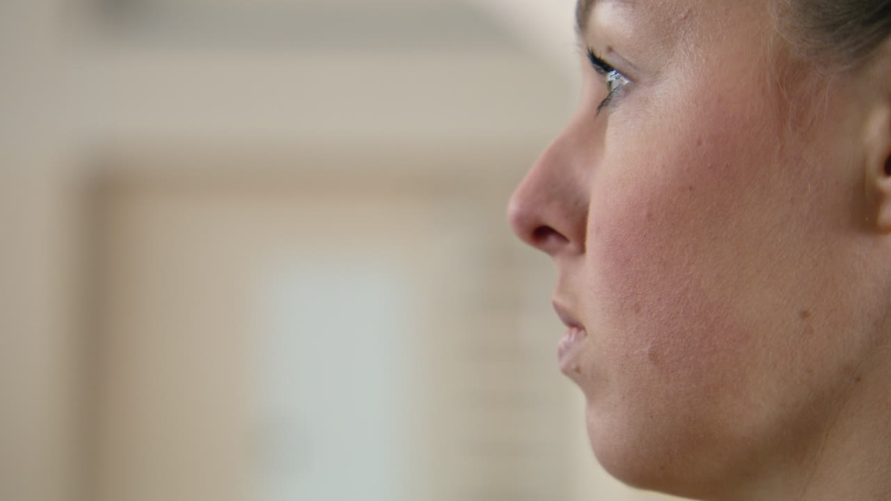 Profile view of a woman