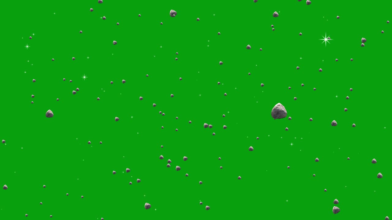 우주를 통해 소행성 녹색 화면 모션 그래픽