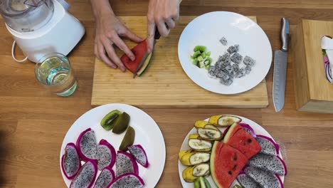 preparing a fresh fruit platter