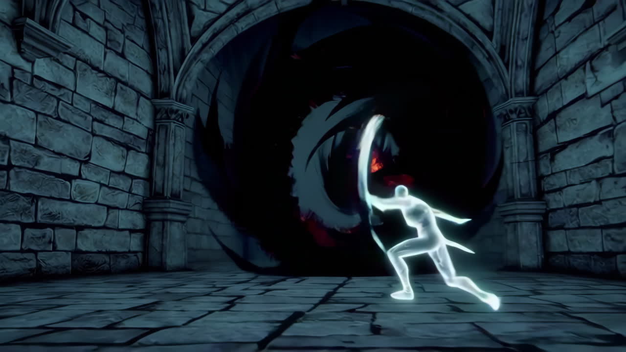 Glowing Warrior in a Dark Dungeon