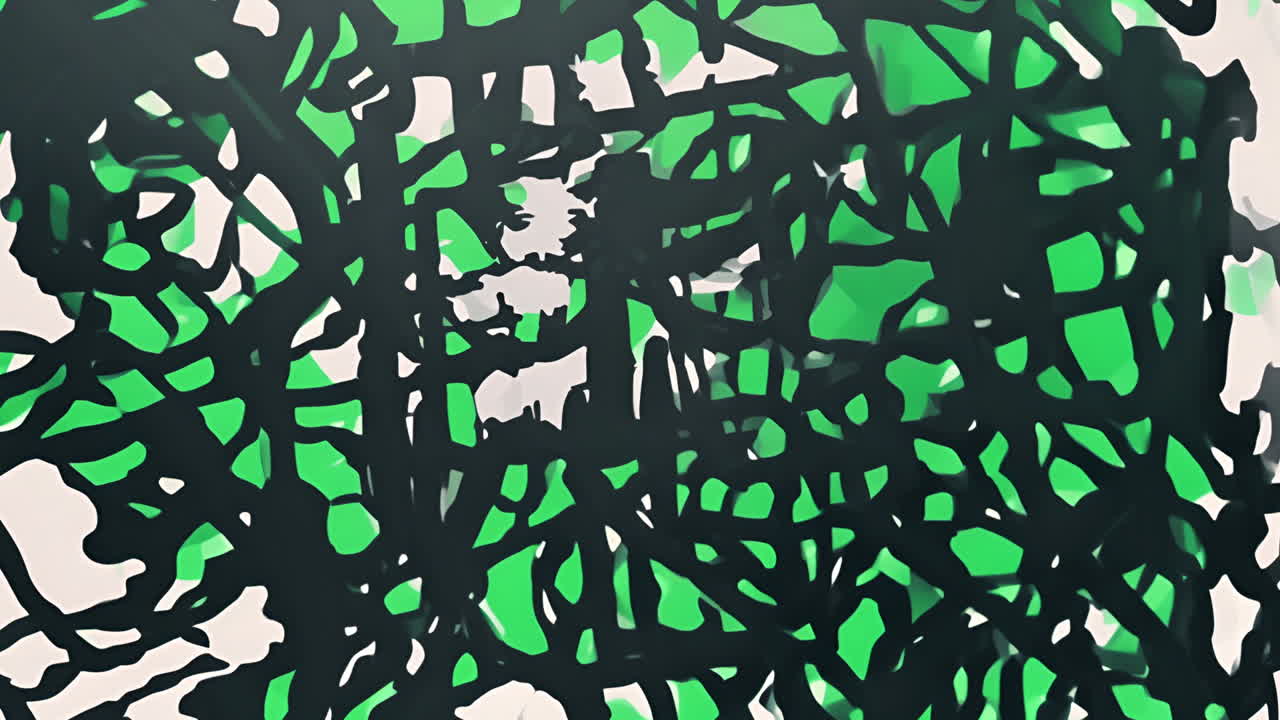 animación de formas abstractas verdes y negras sobre un fondo blanco