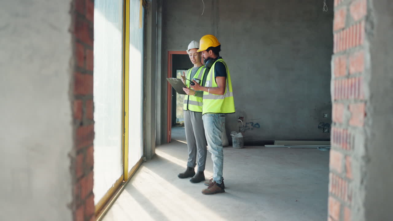 trabajadores de la construcción inspeccionando un sitio de construcción