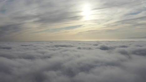 scenic sky with white fluffy clouds in overcast sky on sunset