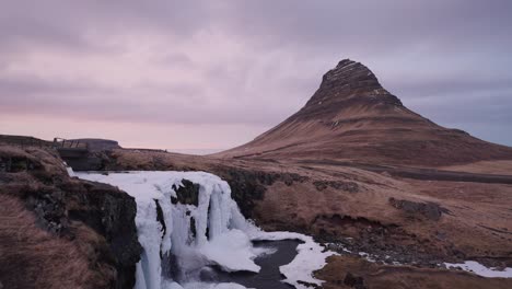 icelandic golden hour near kirkjufell mountain and waterfall scenery