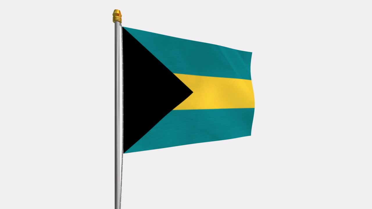 video de bucle de la bandera de las bahamas revoloteando en el viento, video en cámara lenta de 4k, con canal alfa