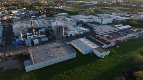 Aerial-View-Of-Renolit-Company-Offices-And-Factory-In-Worms,-Germany