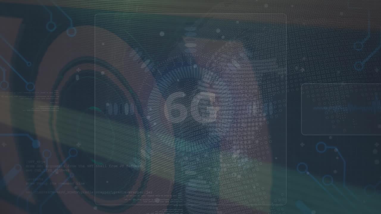 Animation of scope scanning over data processing and globe