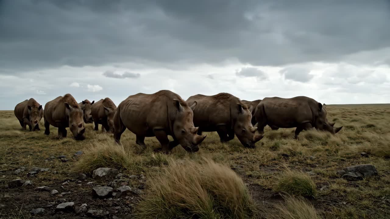 A Herd of Rhinos in the Wild