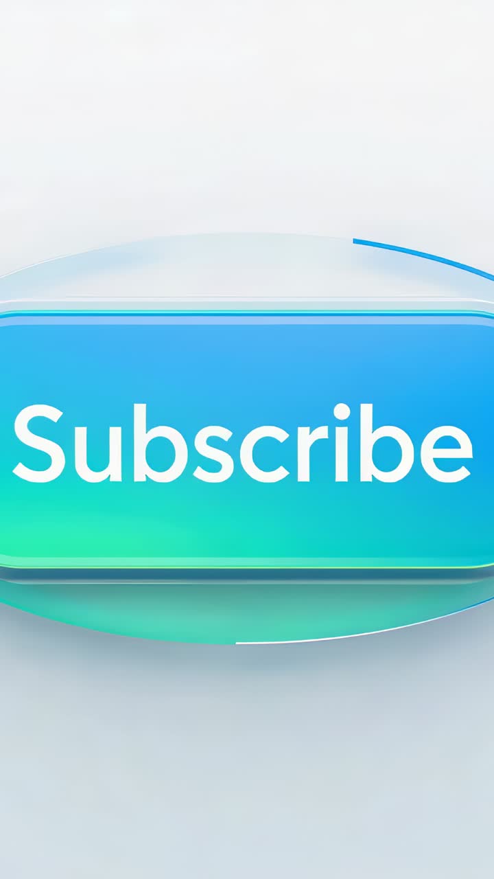 Vertical video: Pulsing teal Subscribe button on load drawing attention on UI canvas, inviting taps